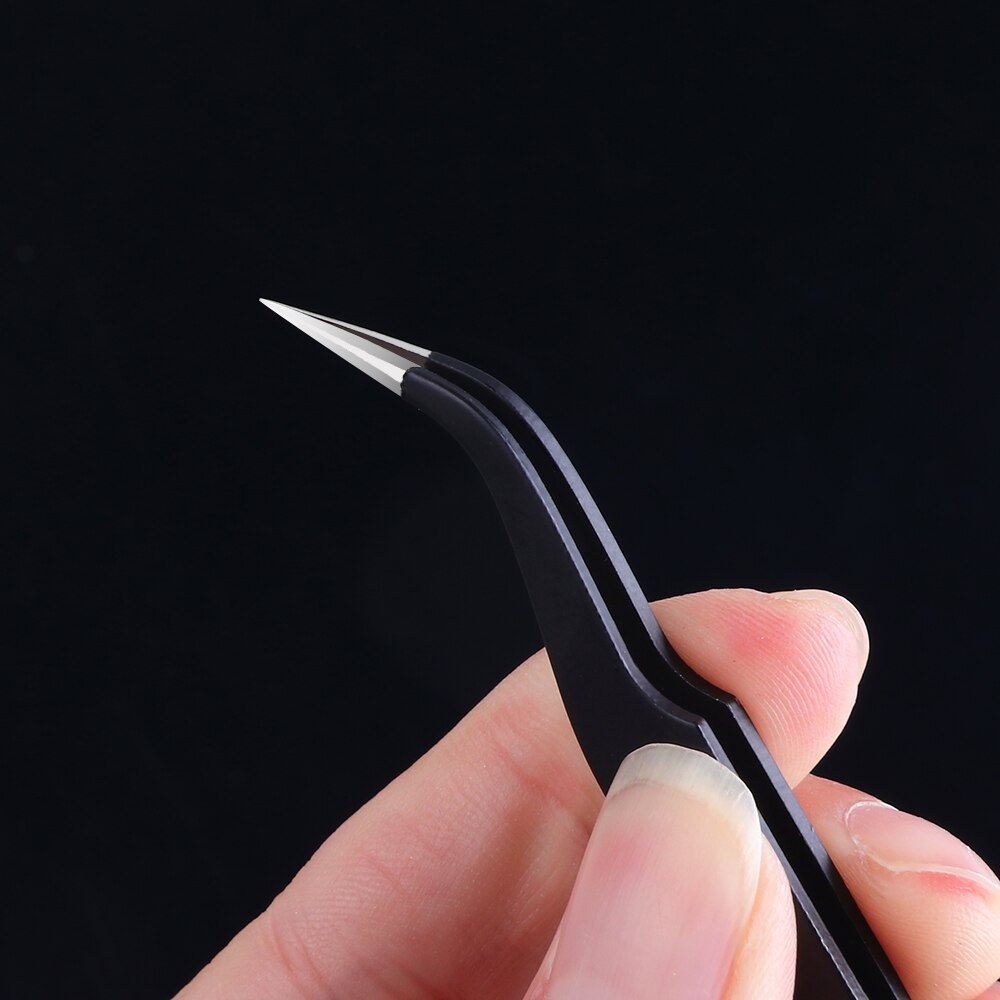 Zwarte Wenkbrauw Pincet Voor Wimper Extensions Straight + Gebogen Professionele Nail Art Lash Pincet Set Makeup Tools TRPTESD12/15