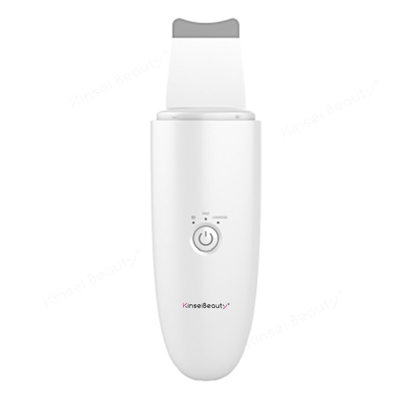 Limpiador ultrasónico Facial de la piel limpiador profundo de la cara máquina de limpieza de ultrasonidos espinillas pala espátula Facial raspador de la piel: WHITE