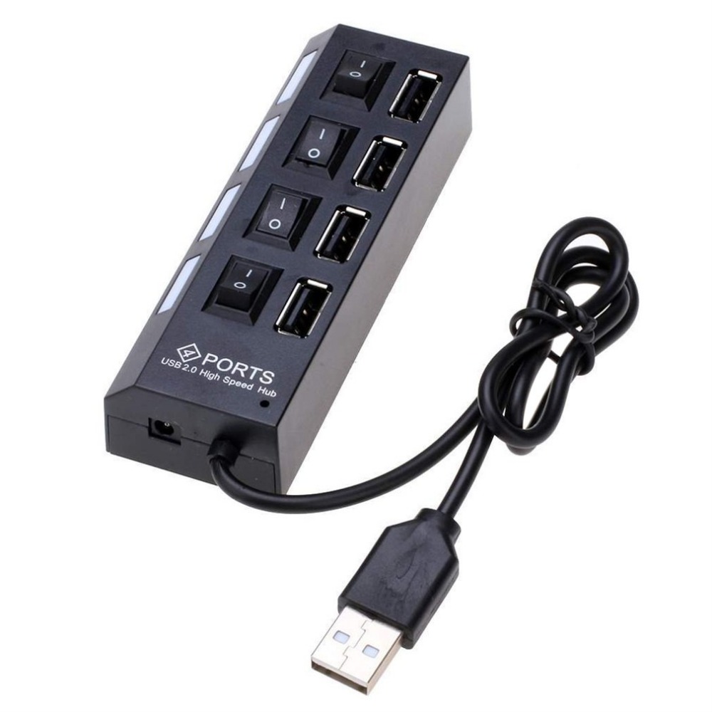 Plug en Play Slanke & Light High Speed 4 Poorten USB 2.0 Interface Externe Multi Uitbreiding hub OP /UIT Schakelaar