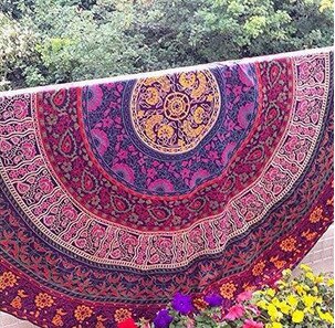 Yoga Mat Deken Mandala Strandlaken Indian Grote Lotus Afdrukken Ronde Kwastje Wandtapijt Totem Deken Vloer Pad Voor Decoratieve: Sky Blue