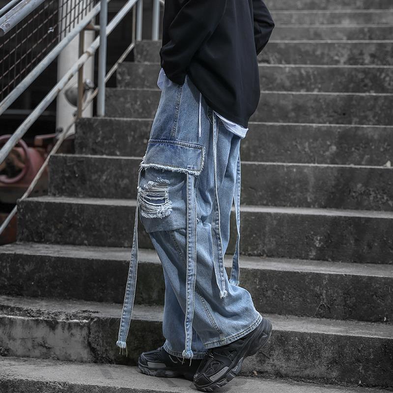 2022 Baggy Jeans Ripped Jeans for Men Baggy Denim Trousers Male Punk Rave Goth Pants Cargo Jeans Streetwear Autumn Hip Hop