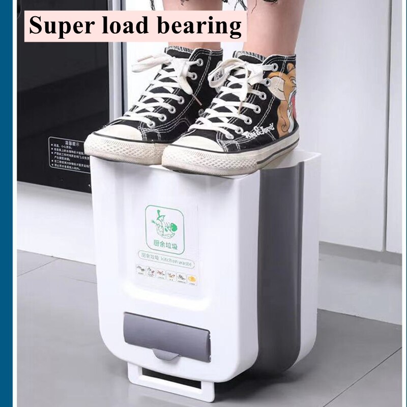 8/10L Foldable Trash Can For Kitchen Hanging Recycling Garbage Basket Cabinet Door Wall-mounted Kitchen Trash Can Toilet Bin
