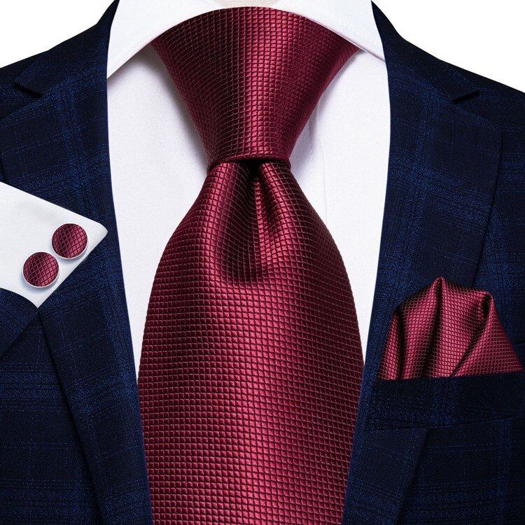 Mens Tie Handkerchief Necktie Cufflinks Set Black Ties for Men Cravat Party Man Wedding Dress Accessories: LD-GK-6