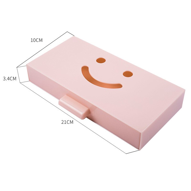 FAST SHIP！Wall-mounted Drawer Storage Box Home Punch-free Makeup Brush Finishing Box Office Stationery Storage Box 21*10*3.4cm: pink