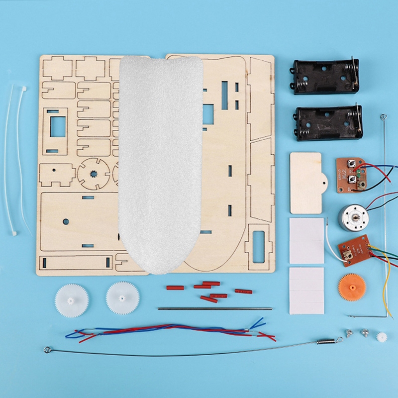 Wireless Wooden Boat Model Scientific Learning Tool Novelty Vehicle Remote Control Boat DIY Self-Made