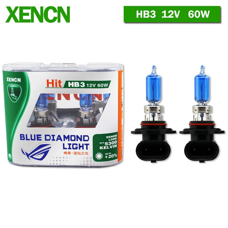XENCN 12V H1 H3 H4 H7 H8 H9 H10 H11 H13 H15 H16 880 881 9005 9006 9012 5300K Blue Diamond Light Car Headlight Halogen Lamps 2pcs: 9005 HB3