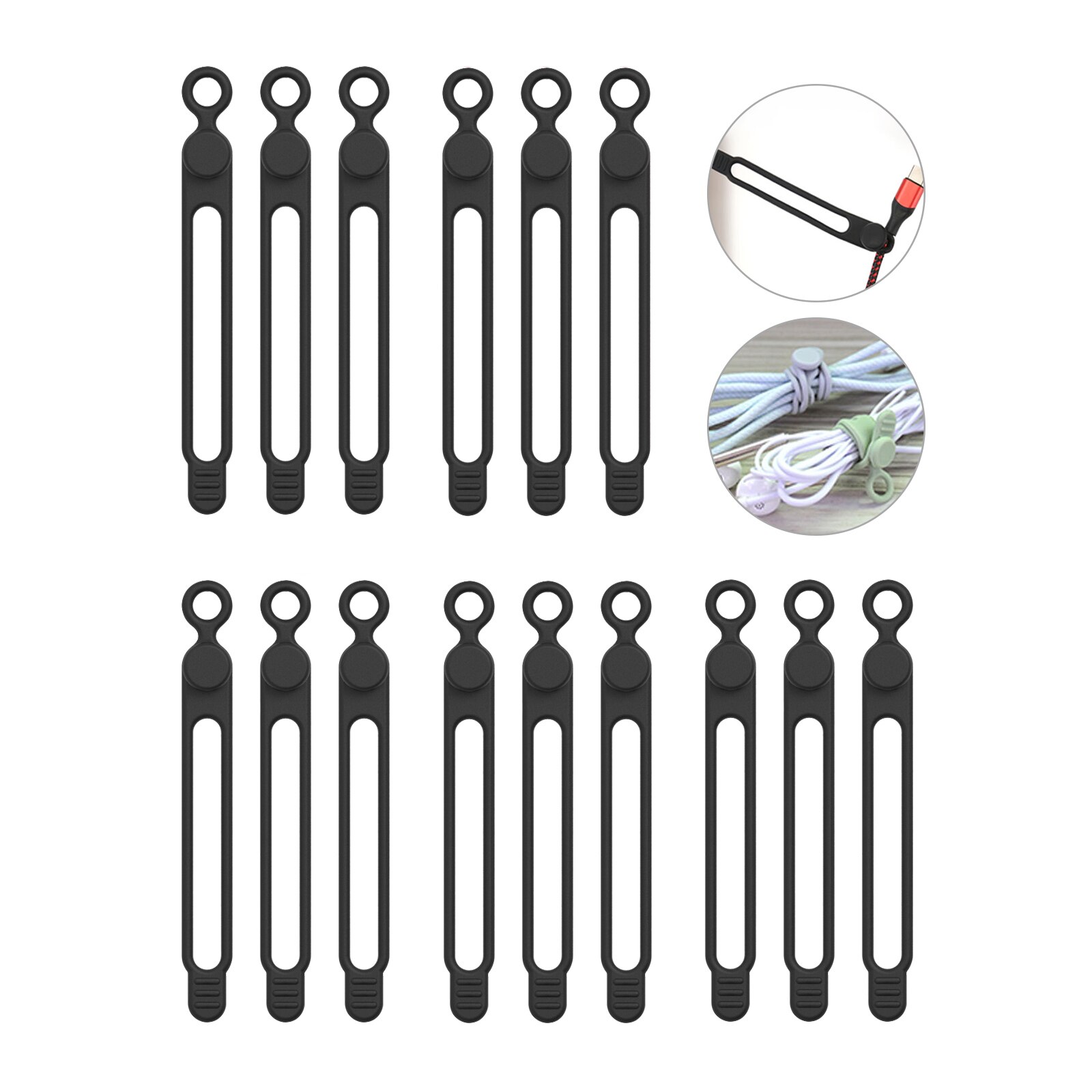 UMUST Bridas para cables de silicona, organizador de cables, correas para cables, bridas para cables reutilizables, organizador de cables de viaje, bonita brida elástica, bridas para cables: Plata