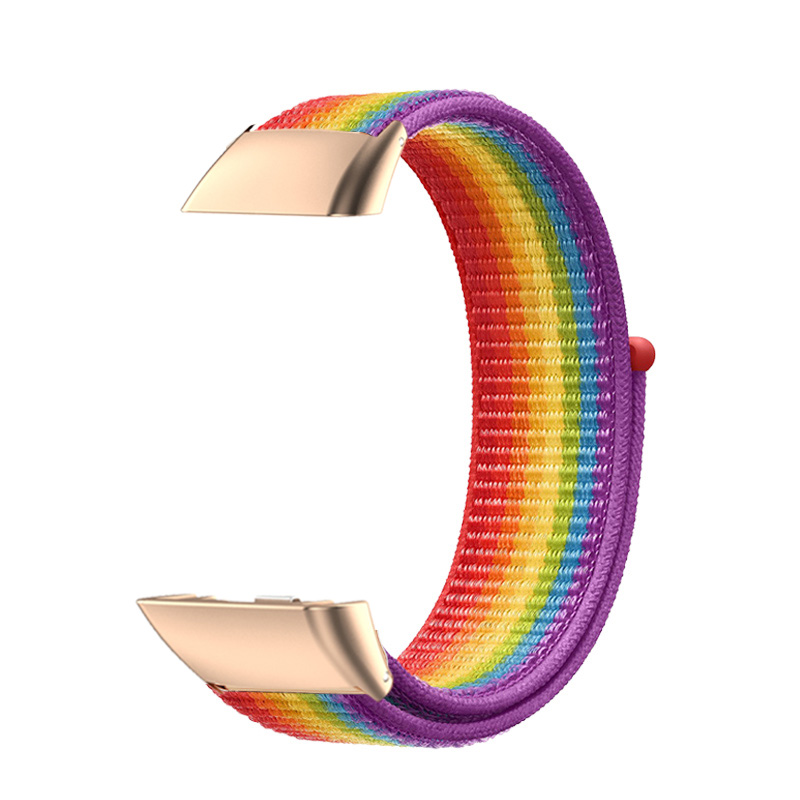 Nylonrem til huawei band 6/6 pro huawei band 6 smartwatch-udskiftningsbælte correa åndbart sportsarmbånd honor band 6- rem: Sort hvid / 14mm