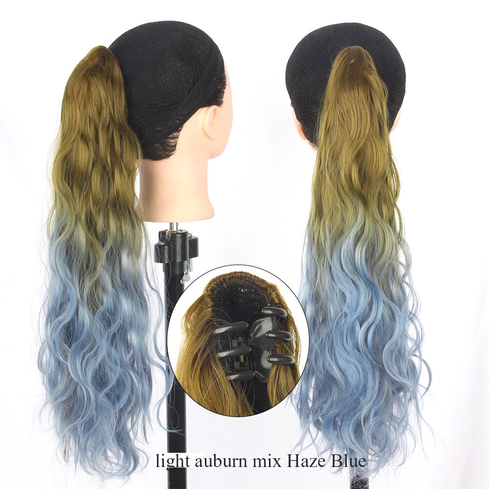 MSTN-Peluca de pelo rizado largo de 60CM, coleta con cola de caballo ombré, horquilla de peluca, extensión de cabello sintético, tocados: Light brown
