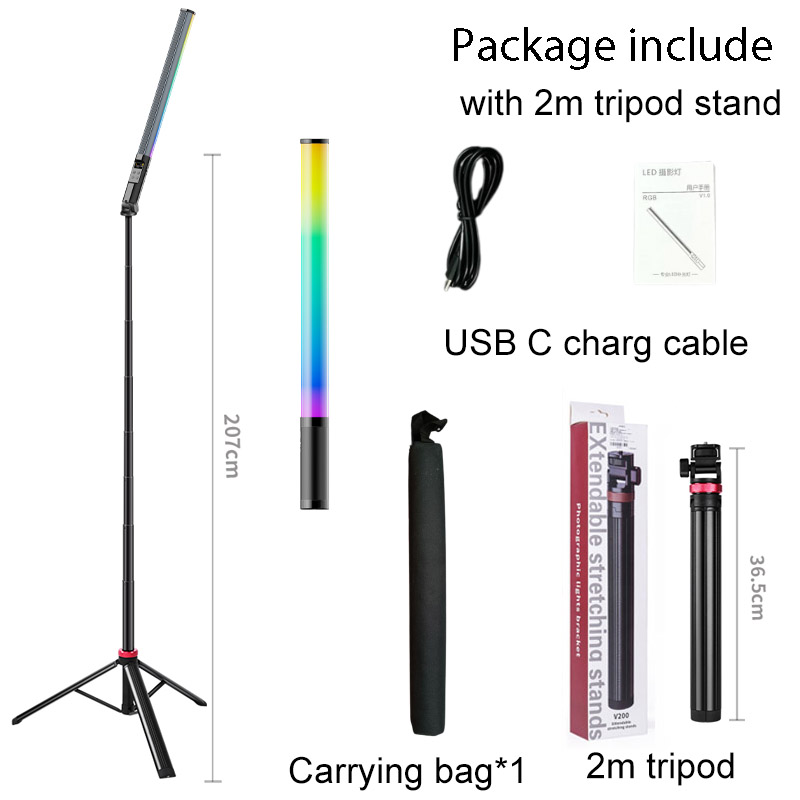 Rgb-fotografielichtstaaf, handzame led-videolichtstick 2700k-9900k ° kleuren 360 2600 mah oplaadbare batterij en app-afstandsbediening.: Geel