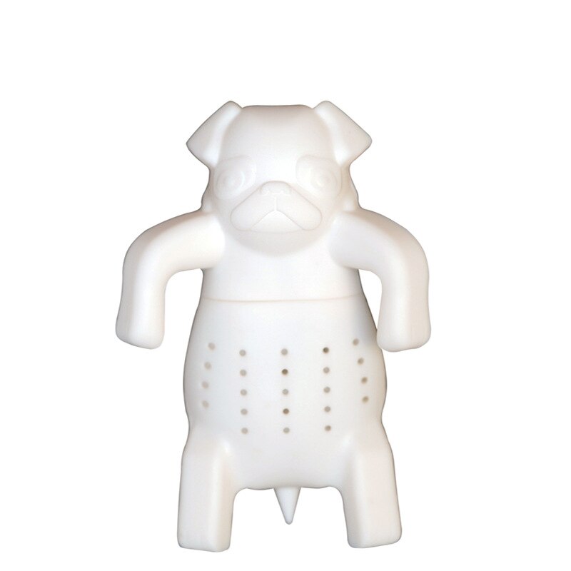 Tea Strainer Food Grade Silica Gel Tea Filter Mr.Tea Villain Shaped Silicone Tea Maker Tea Bag Tea Set Brew Tea: Dog-white