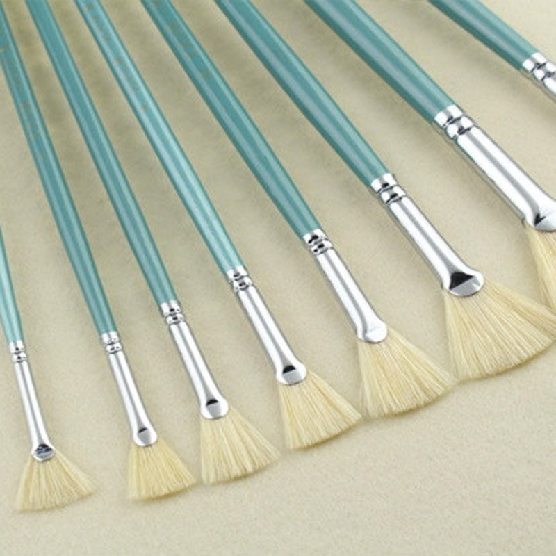 Blue hair fan pen rod oil painting pen watercolor painting pen set bristles Art Set