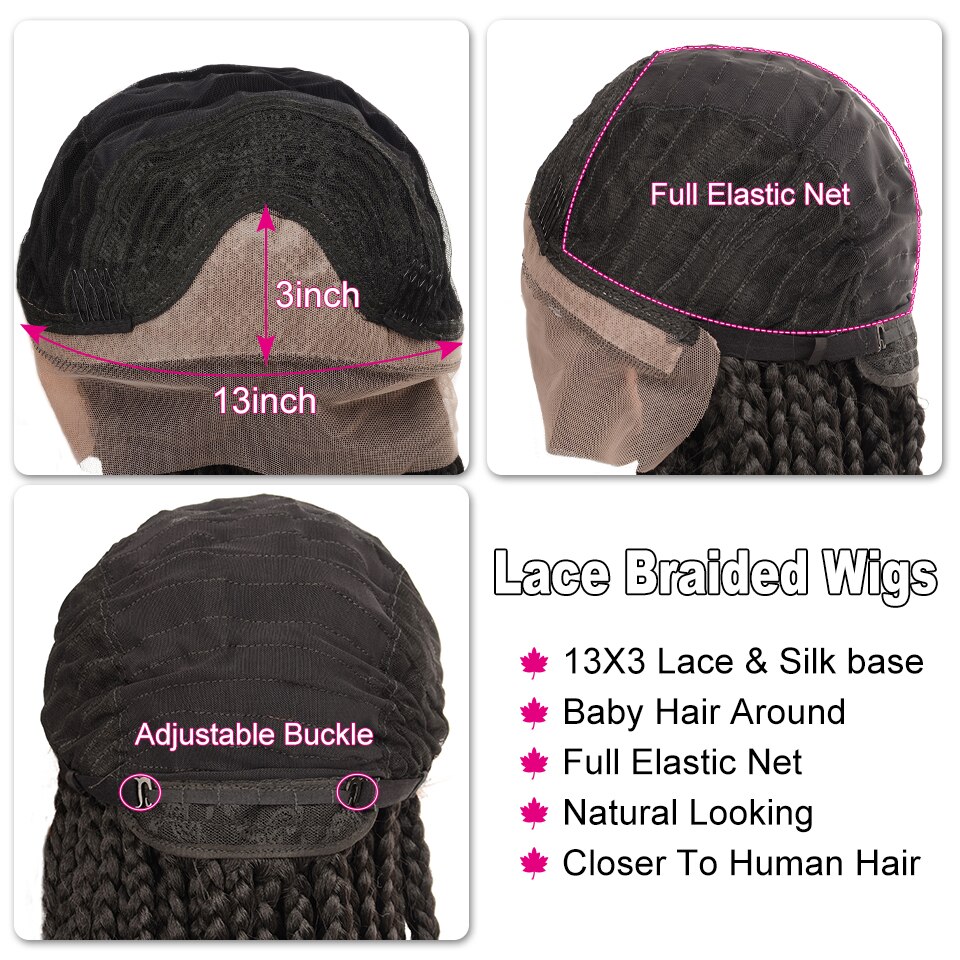 Lace Frontal Cornrow Wig Synthetic Wigs Lace Front Braided Wigs Hand Braided Box Braid Lace Wigs With Baby Hair For Women