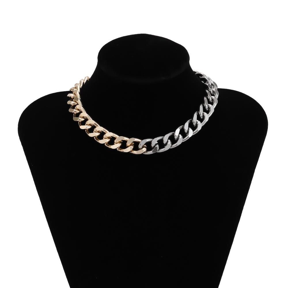 Lacteo Overdreven Metalen Ketting Choker Ketting Street Punk Goud Kleur Zilver Kleur Gemengde Ketting Sieraden Voor Vrouwen En Mannen