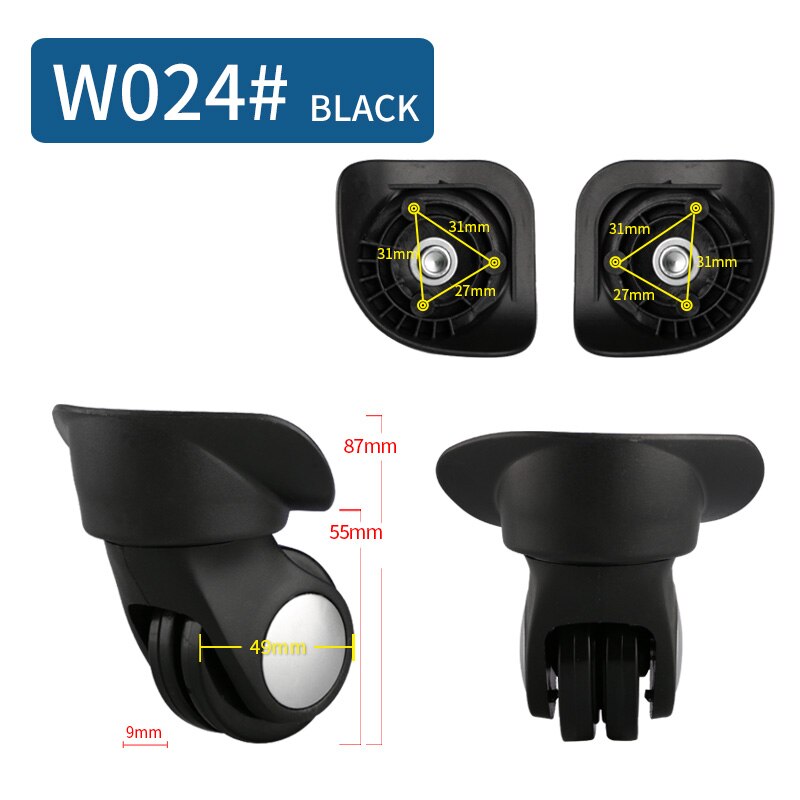 MAGT Universele PVC Koffer Vervangingswielen, 2 Stuks Zwart Zwenkwielen voor Bagage Trolley - Reparatie Accessoireset