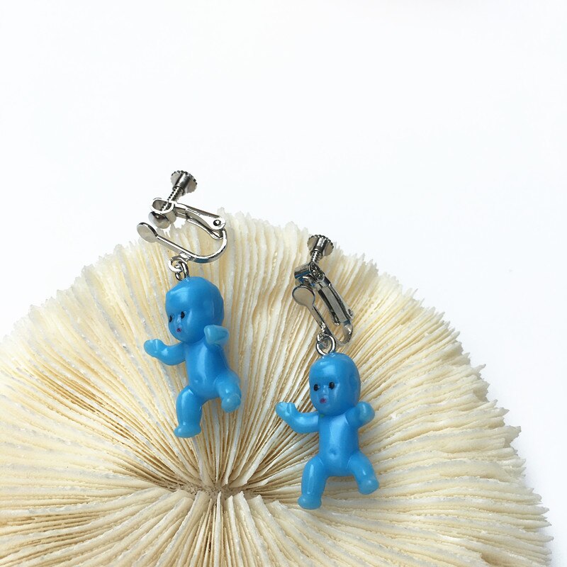 drôle bébé poupée forme coloré boucles d'oreilles pour femmes fille créative Harajuku Cool goutte boucles d'oreilles fête déclaration bijoux: Clip 4