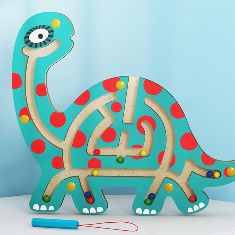 Colorato 3D Animale Labirinto Bambino Giocattoli Educativi Montessori Gioca Giocattoli Per Bambini Magnatic Labirinto Giocattoli di Legno Per Il Bambino Più di 3 Anni vecchio: WT144 Brontosaurus