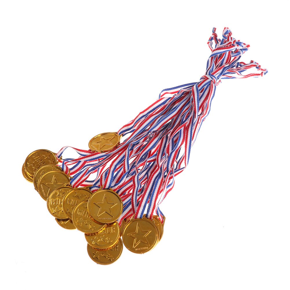 20pcs Winners Gold Plastic Medals Sports Day Party Bag Prize Awards Toys for Children