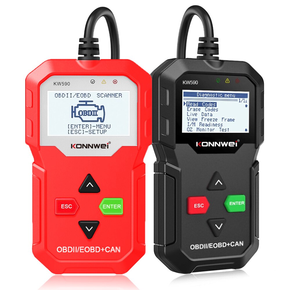 KONNWEI – KW590 outil de Diagnostic automatique de voiture, lecteur de Code, prise OBD2, Scanner de véhicule, prise en charge de plusieurs marques, langues,
