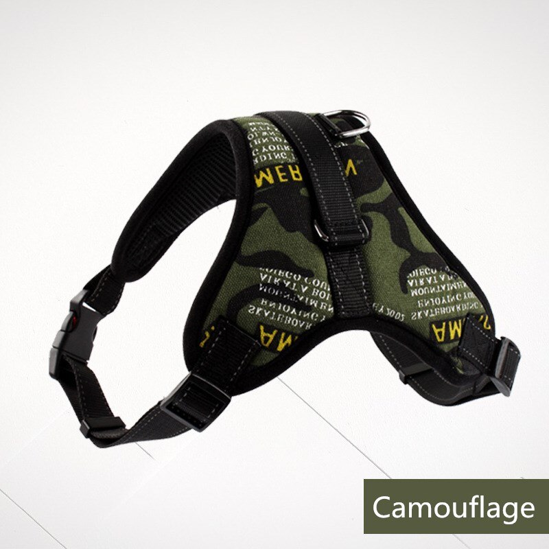 Dog Harness for Large Dogs Breast Strap Gradient Color Double Breathable Mesh Reflective Chest Back Factory: Camouflage / M