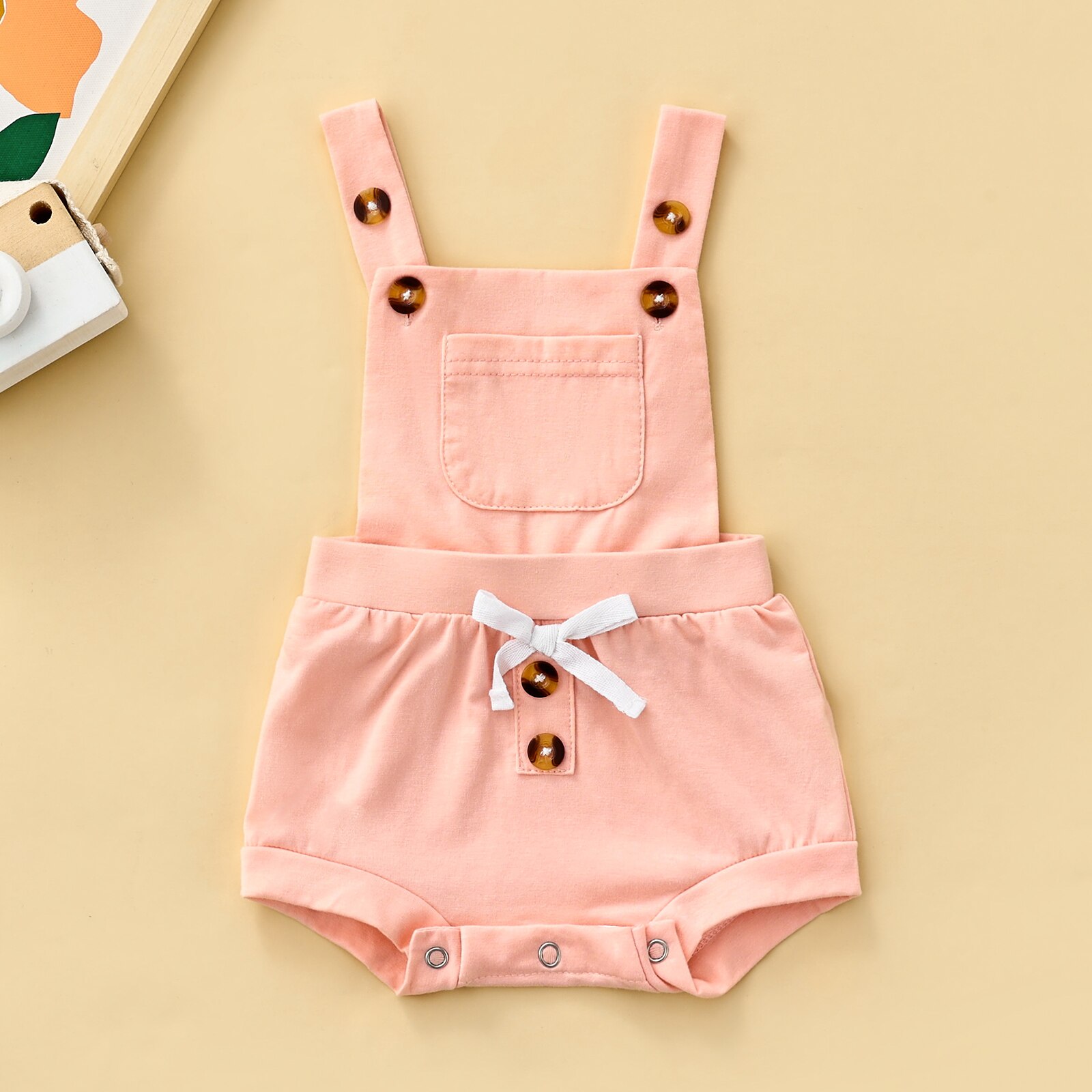 Barboteuse pour -né de 0 à 18 mois, vêtements d'été sans manches pour garçons et filles, poches à bretelles, pantalons courts, salopette pour tout-petits, combinaisons amples