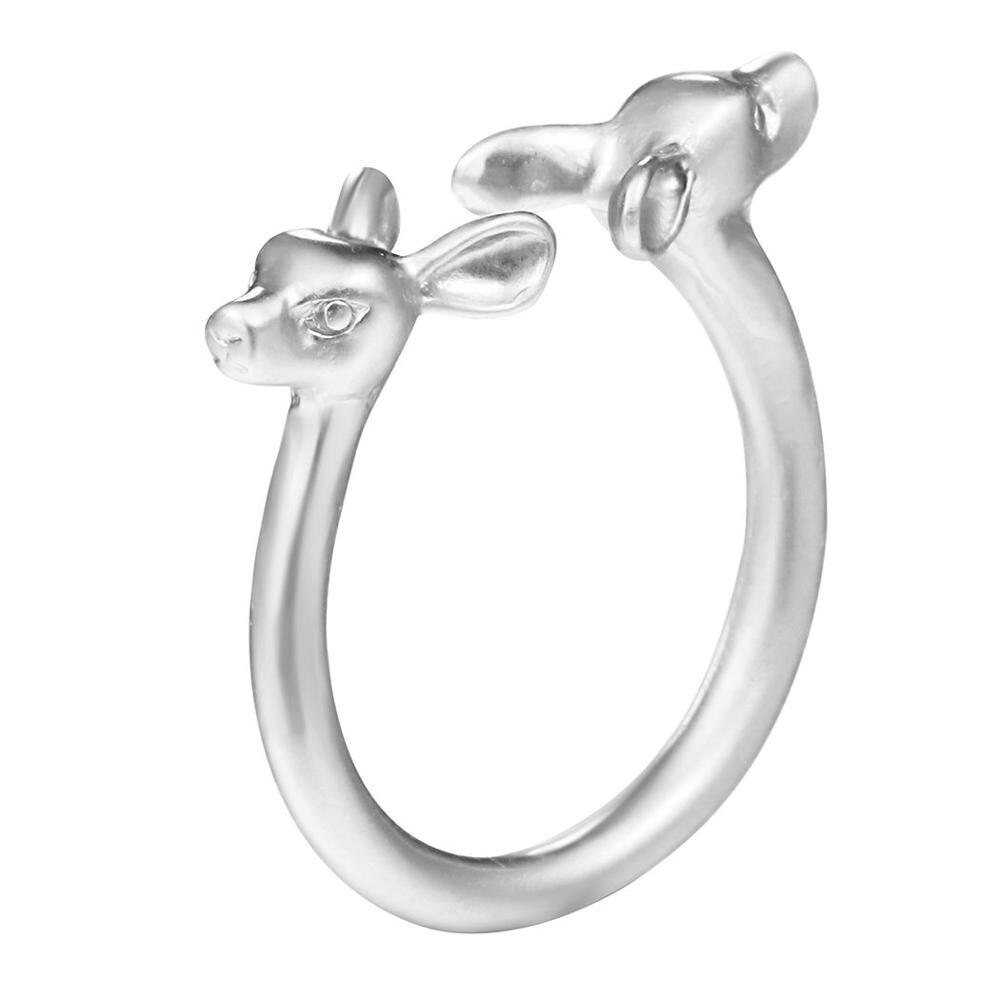 Todorova Regolabile Anello Animale Doppia Deer Femminile Anello Anello di Cerimonia Nuziale per le Donne del Regalo Dei Monili Dell'annata del Commercio All'ingrosso bijoux: Silver