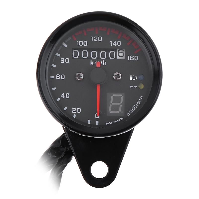 Motorcycle Cafe Racer Speedometer Odometer Gauge 0-160Km/H Instrument with Led Indicator