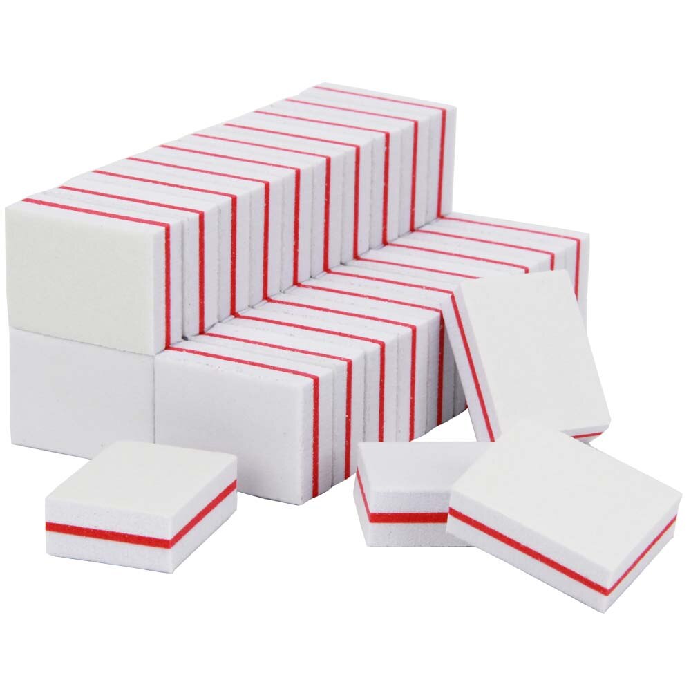 Mini bloque pulidor de uñas blanco, 200 piezas, lima de uñas , tablero de esmeril 100/180, bloques de pulido, herramientas para el cuidado de la manicura