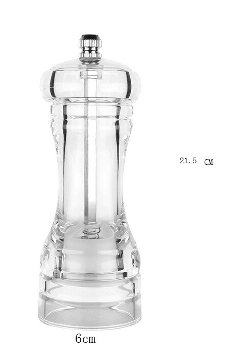 Acrylic Combo Pepper Mill and Salt Shaker with Adjustable Coarseness Ceramic Mechanism, Easy to Use: 8 inch