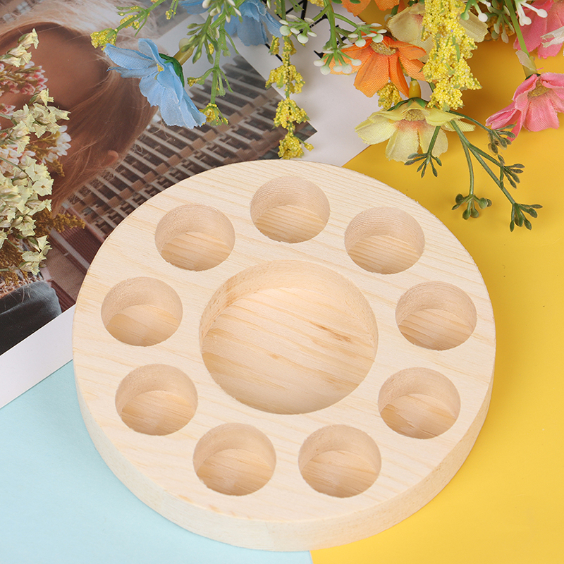 10Slot Round Wooden Essential Oil Display Stand Holder Organizer Shelf Handmade Pine Wood Display Rack Demonstration Station
