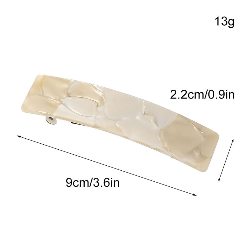 Rectangle Resin Spring Clip Barrette For Women French Marble Print Hairpins Side Clip Shiny Acetate Hair Clip Hair Accessories