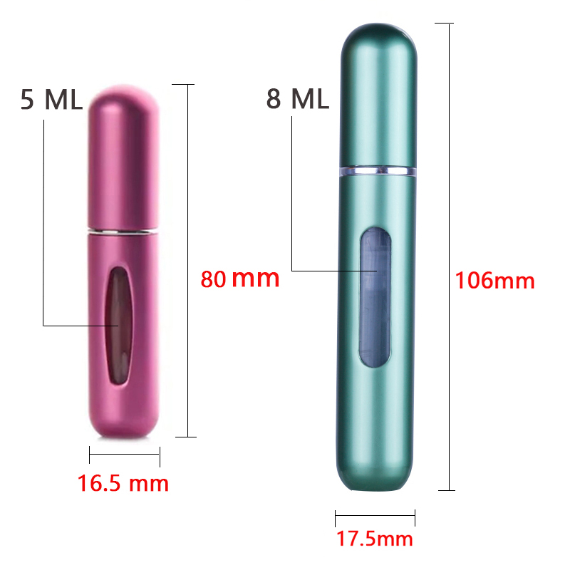 8/5 ml Parfümzerstäuber, tragbarer Flüssigkeitsbehälter für Kosmetika, Reisen, Mini-Aluminium-Spray, Alkohol, leere nachfüllbare Flasche