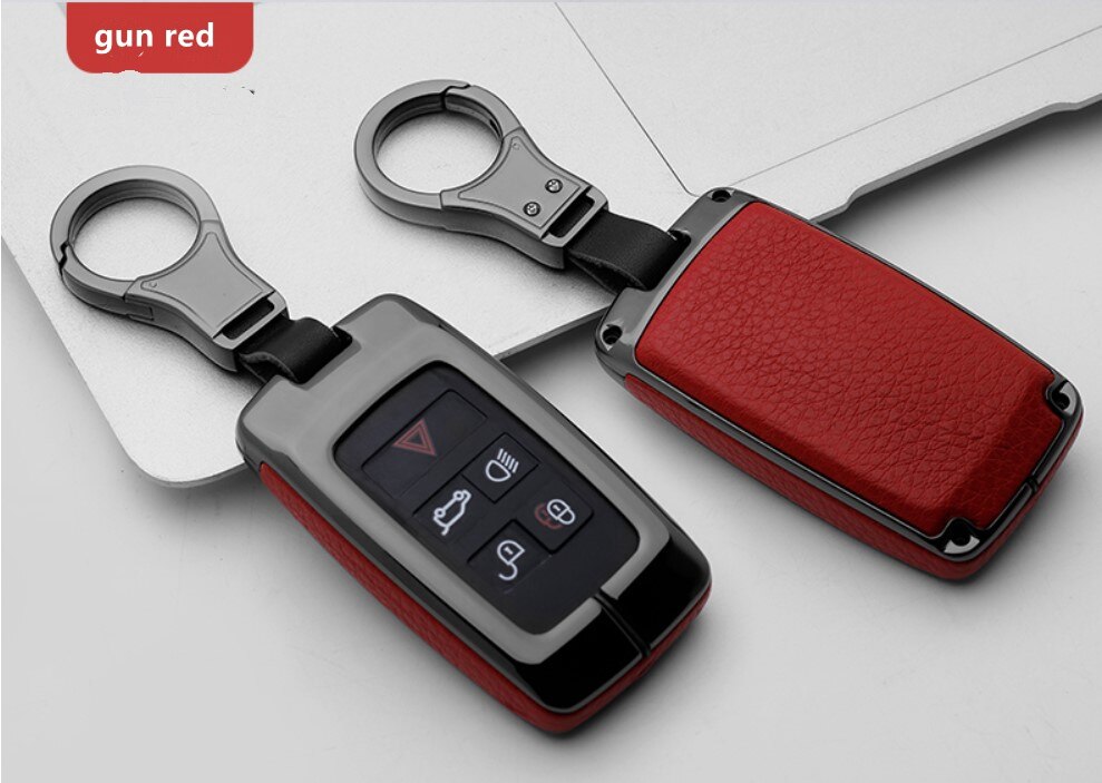 Autosleutel Geval Houder Sleutelhanger Voor Land Rover Range Rover Discovery 5 Sport Voor Jaguar Xel e-PACE: gun red