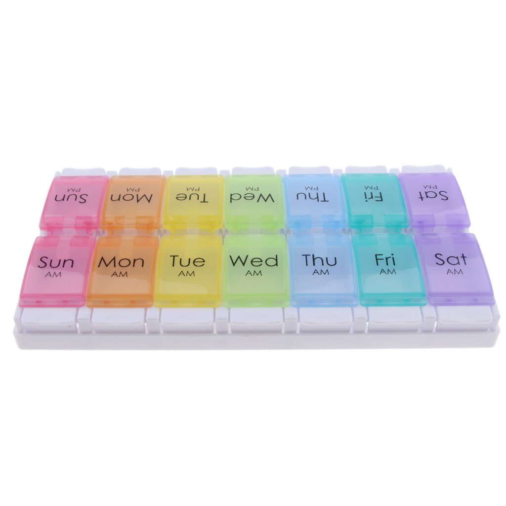 Small Pill Organizer 7 Day Weekly Travel Case AM PM Medication Reminder Pill Box( 14 Compartments）