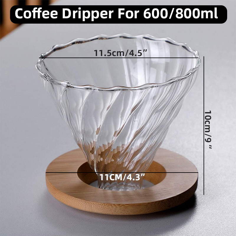 Kaffeekaraffe aus klarem Glas, rautenförmige Kaffeekanne mit wiederverwendbarem Kaffeefilterbecher, Standard-Kaffeekanne aus Glas: Tiefe Blau