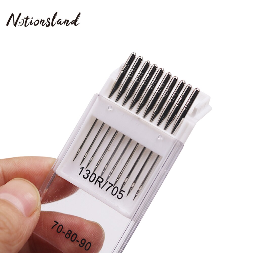 Agujas plateadas para máquina de coser, punta esférica, 70/10, 80/12, 90/14, para Jeans y hogar en General, de acero inoxidable, 10/20 piezas