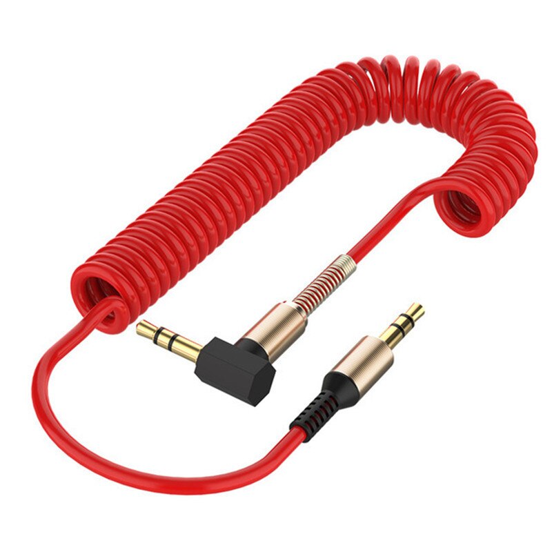 3.5 Jack Aux Cable 3.5mm Car Spring Audio Cable Gold Plated jack male to male speaker cables for Headphone Speaker: 1.8m Red