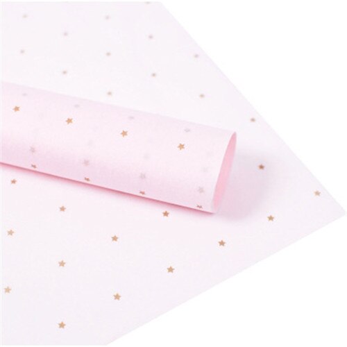 50*70 cm indpakningspapir håndlavet håndlavet stjerne kærlighed prik mønster silkepapir 28 ark/parti blomsterindpakningsmateriale: Guld stjerne-pink