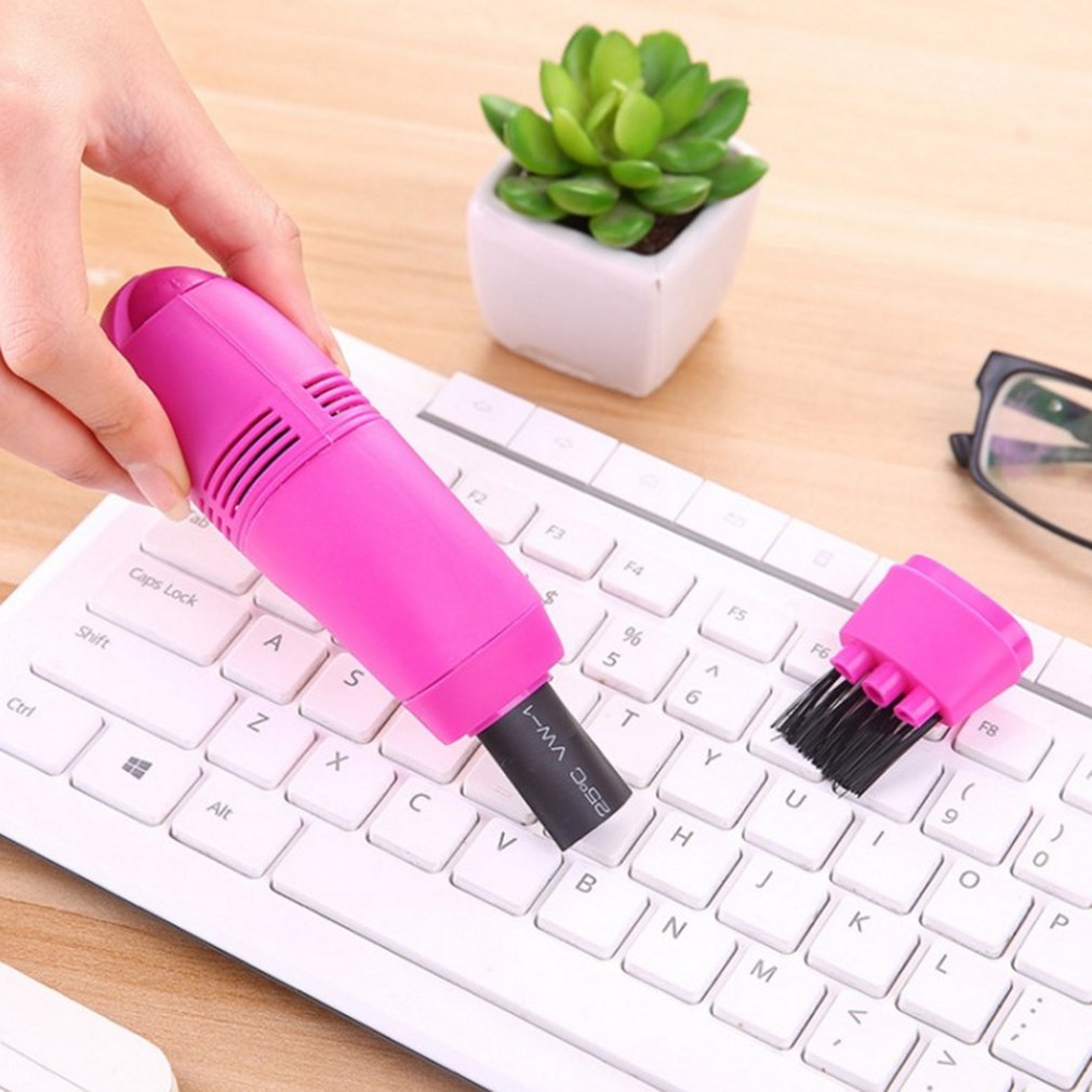 Mini Computer Vacuum USB Keyboard Cleaner PC Laptop Brush Dust Cleaning Kit Vaccum Cleaner Computer Clean Tools: Pink