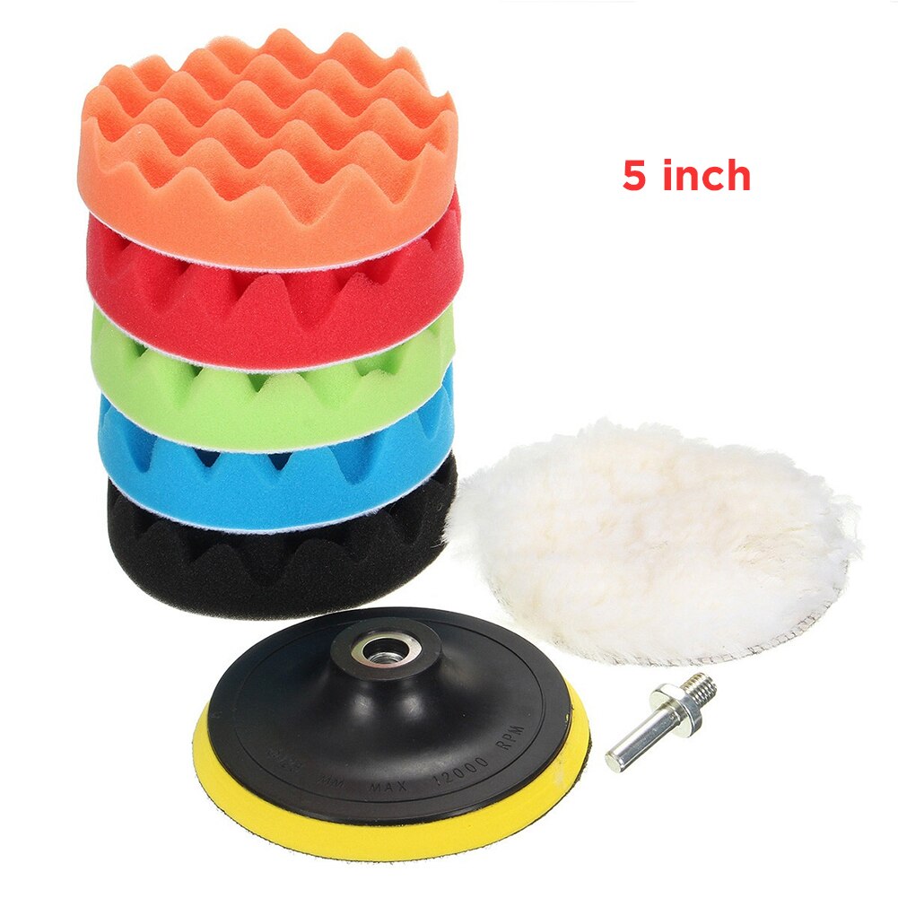 8-11pcs Buffing Sponge Pad Set 3/5 Inch Car Polishing Pad Kit Auto Buffing Waxing with M14 Drill Adaptor For Car Cleaning Tools