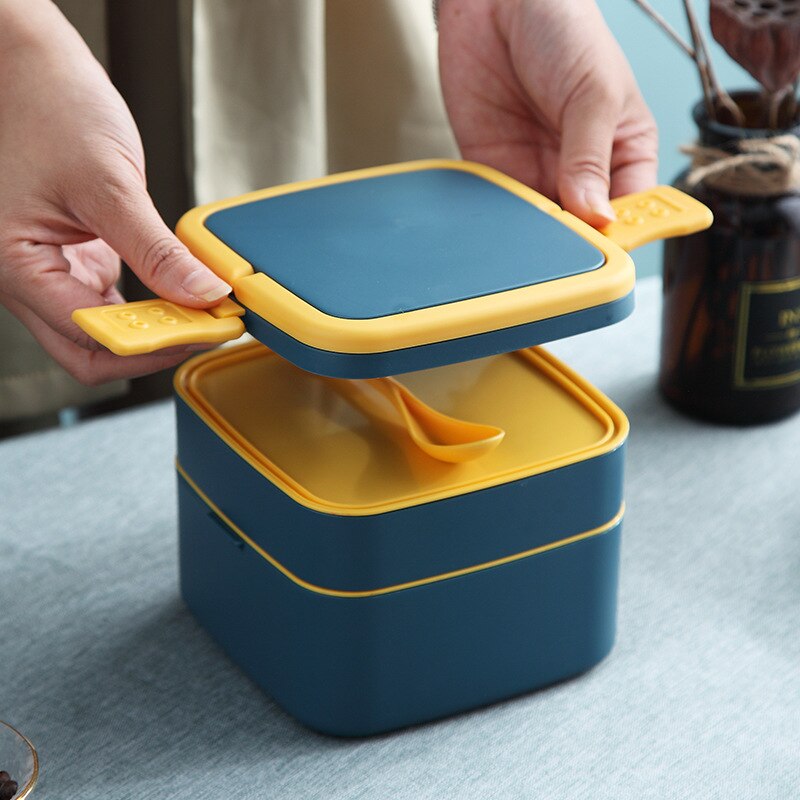 Portable Double-Layer Container Food Carrying Portable Lunch Box Student Bento Box Plastic Microwave Food Storage