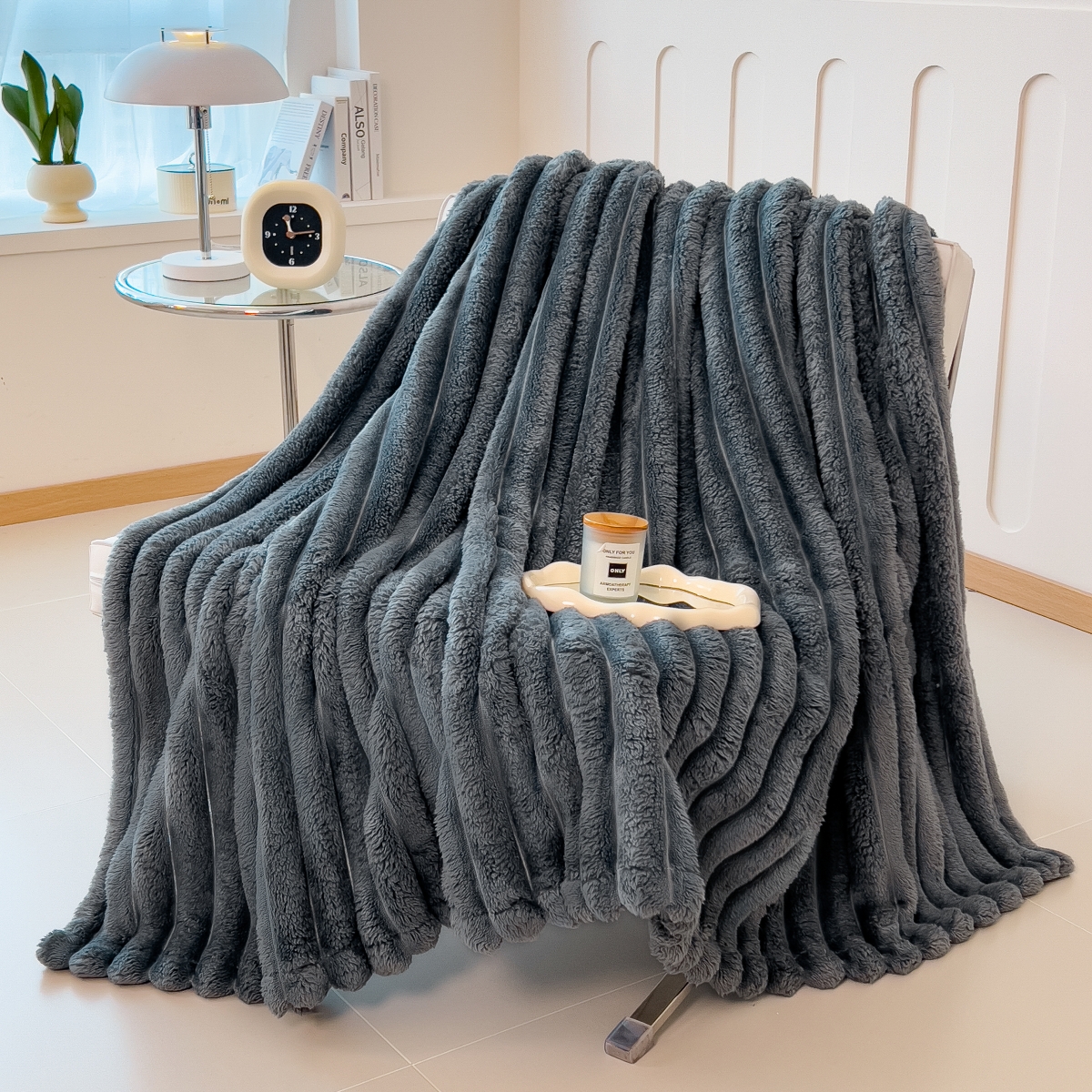 Einfarbig verdickte breit gestreifte Multifunktion decke, kann als Bettlaken decke, Nickerchen decke, Haustier decke verwendet werden