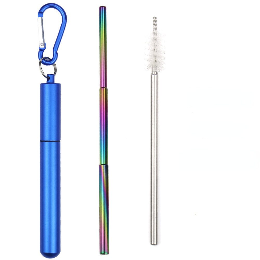 304 Stainless Steel Telescopic Straw Travel Reusable Portable Foldable Metal Beverage Milk Tea Straw