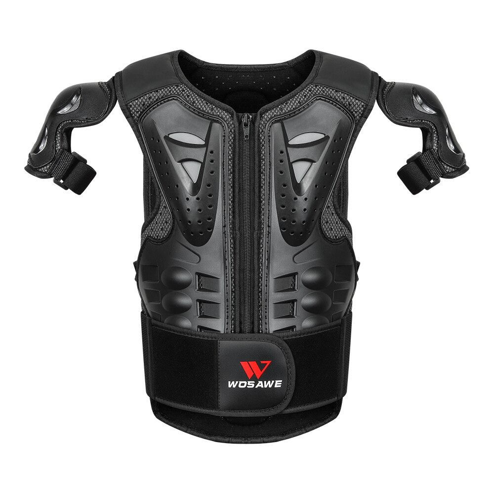 Wosawe Kinderen Elleboog En Kniebeschermers Armor Jacket Fietsen Bescherming Gear Mtb Kniebeschermers 5Pcs Set: Vest Black