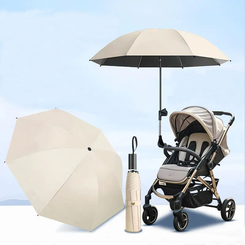 Guarda-chuva para carrinho dobrável, guarda-chuva com braçadeira, suprimentos de viagem portáteis, acessório para carrinho de criança ao ar livre