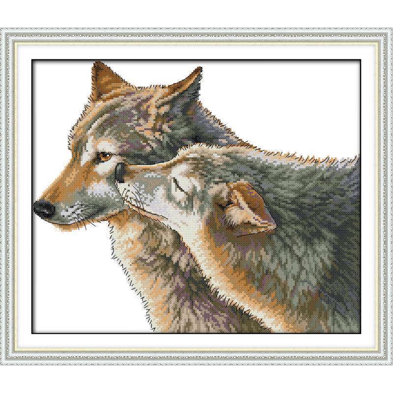 Varg djur korsstygn kit 14ct 11ct count print canvas nål broderi set gör det själv manuellt handarbete heminredning målning