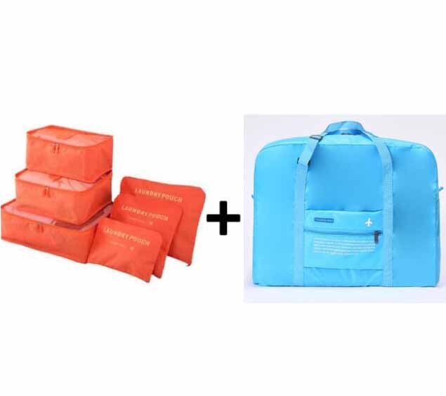 IUX Travel Handbags Clothes Organizer Travel Bag Large Capacity Bag Women Nylon Folding Bag Unisex Luggage Traveling: new orange