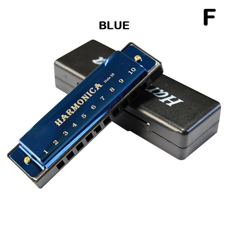 Armónica con núcleo de cobre de aleación de titanio para estudiantes, armónica con agujero en C, ideal para principiantes en Navidad, con 10 cajas, diámetro de almacenamiento de , 1 unidad, P7O8: blue