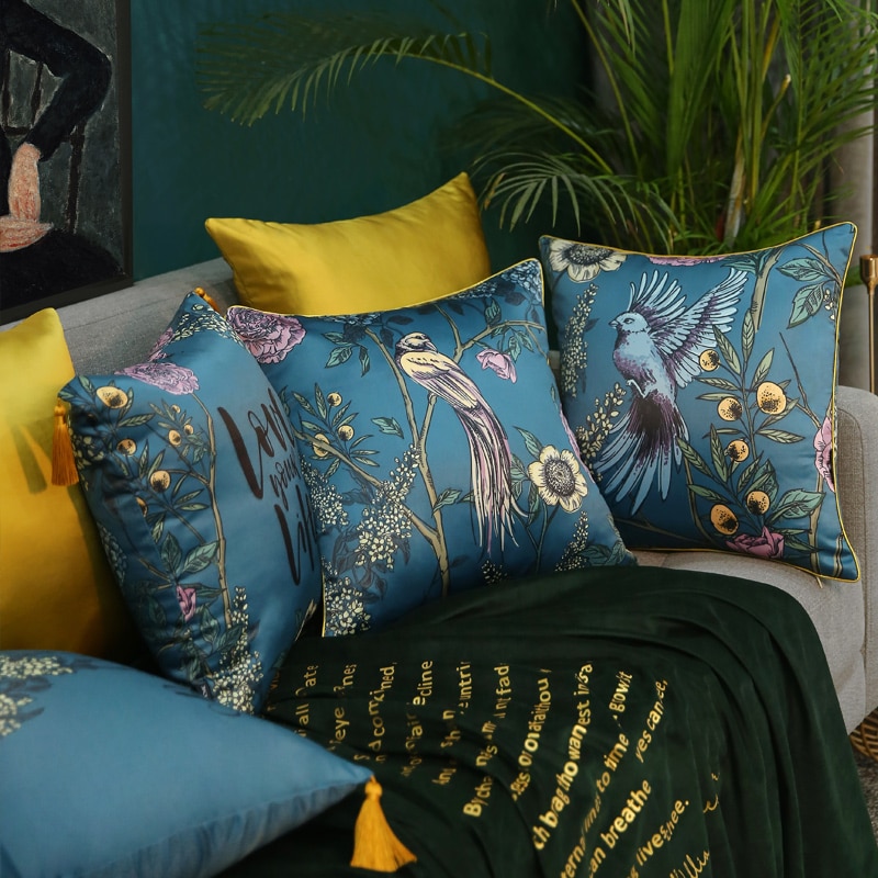 Dunxdeco pudebetræk dekorative pudebetræk kunstnerisk moderne luksus regnskov fugle papegøje print sofa stol sengetøj coussin