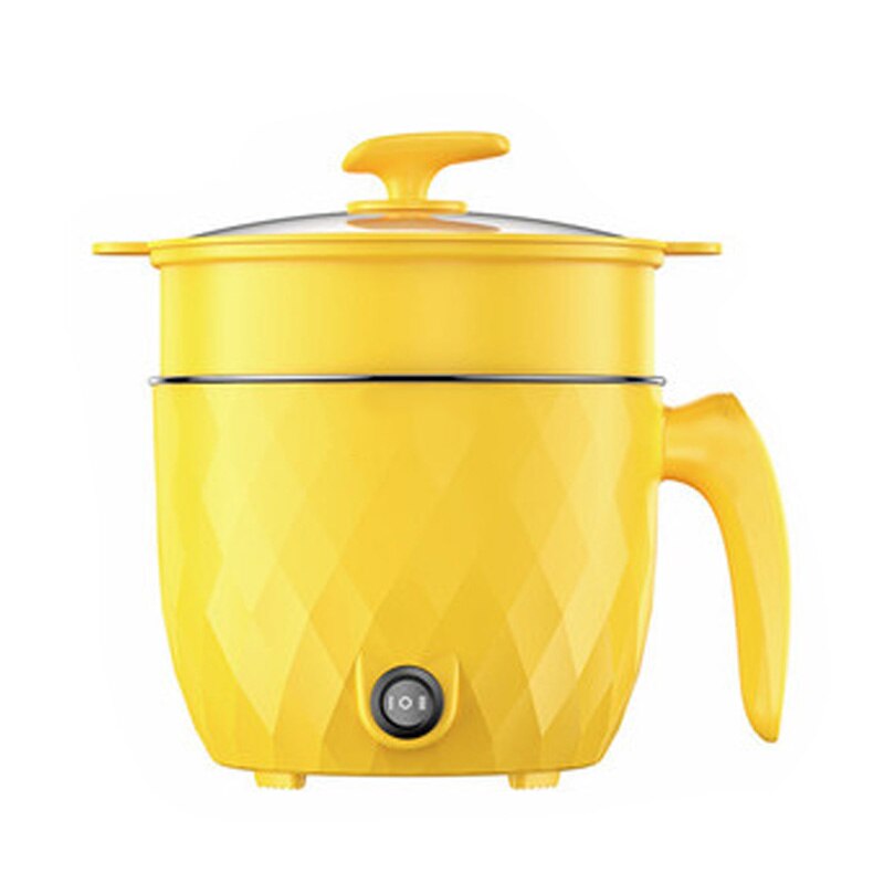 DMWD 220V Multifunctional Electric Cooker Heating Pan Electric Cooking Pot Machine Hotpot Noodles Rice Eggs Soup double Steamer: Yellow Steamer